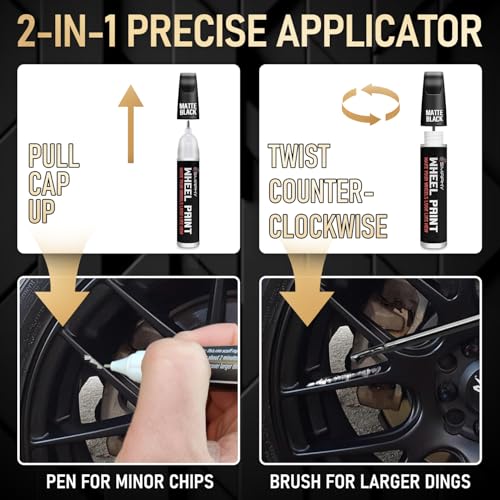 SMAPHY Wheel Scratch Repair Kit, Gloss Black Rim Touch Up Paint, Repair Curb Rash, Scratches, and Scuffs Quickly and Easily, Universal Color Black Wheel Paint