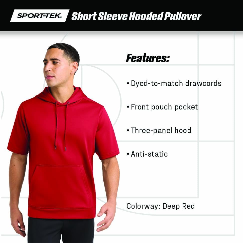 SPORT-TEK Unisex Sport-Wick Fleece Short Sleeve Hooded Pullover - Image 4