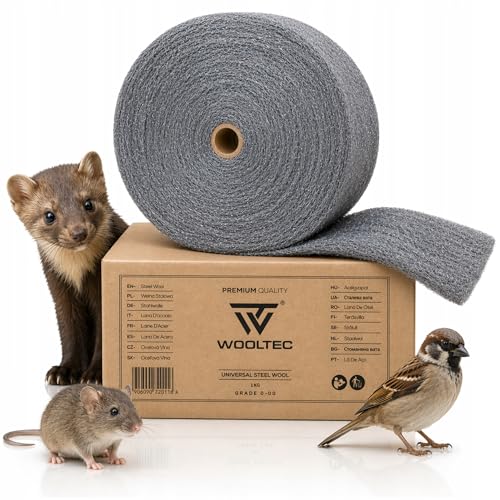 Stahlwolle Gegen Mäuse Ratten & Marder 1 kg (+/-50 g) (1 Rolle (910 m Breite 89 cm) Grad 0+00) Nagerstop Mäuseabwehr ohne Gift Umweltfreundlich WOOLTEC