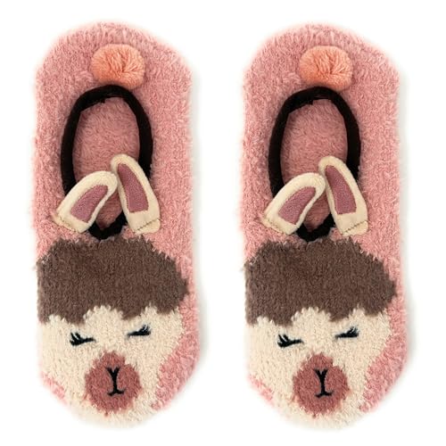 Image of ooohyeah Women's Animal Mary Janes Sock Slippers, Funny Cute Travel Trip Socks, One Size
