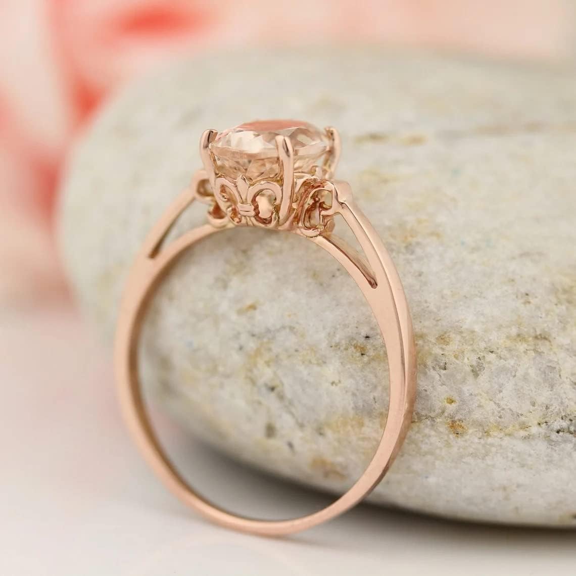 1ct Oval Morganite 14K Rose Gold Ring