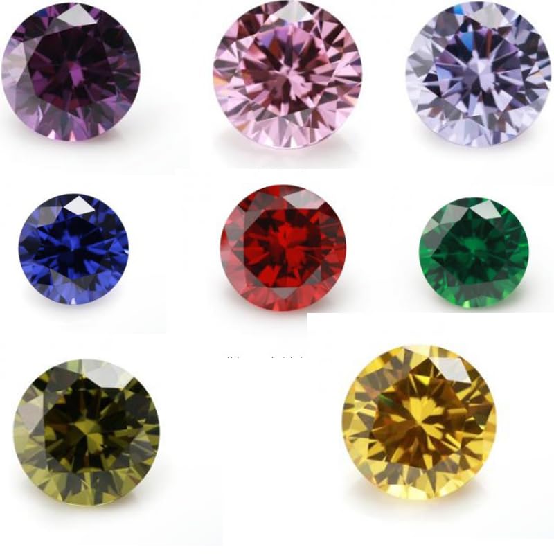20pcs Round Brilliant Loose Cubic Zirconia Stone Various Color Red Green Color CZ Gemstone For Jewelry Making 4-12mm
