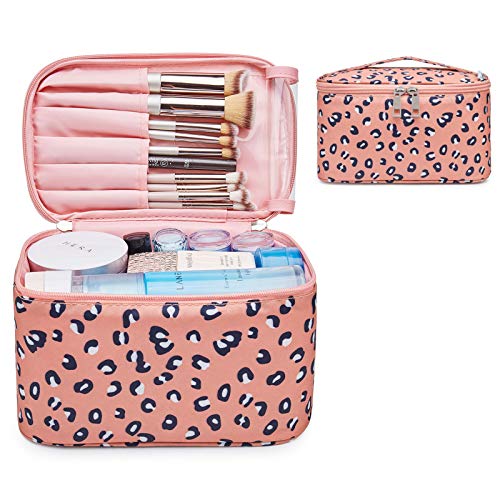 Reise Kosmetiktasche Große Make-up-Tasche Schminktasche Kosmetiktasch Organizer für Damen und Mädchen (Klein, Leopard) Cover