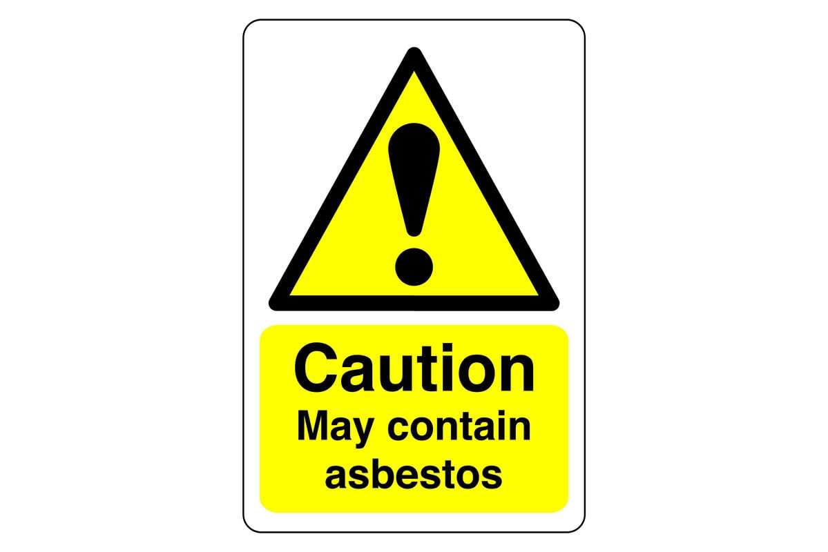 Safety First Display LTD Caution may contain asbestos sign - 1.2mm Rigid plastic for indoor/outdoor usage (300mm x 200mm) Viewing Distance within 7m.