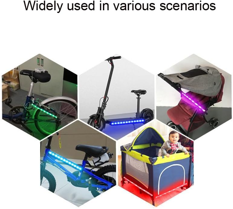 Miniatura 9 de 2 tira eléctrica LED bicicleta scooter luces noche ciclismo colorido lámpara impermeable seguridad monopatín scooter luces 11.8 in