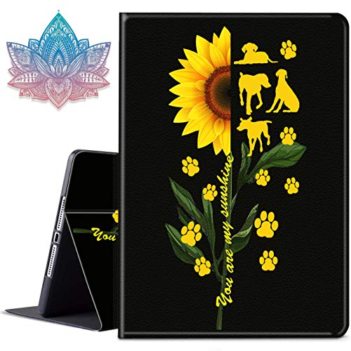 BEROSET Case for All-New Amazon Kindle Fire HD 8 / Fire HD 8 Plus Tablet (10th Generation,2020 Release),Smart Tablet Cover with Adjustable Stand (with Cute Stickers) - Sunflower