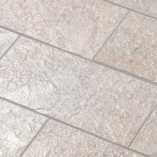 Yipscazo Peel and Stick backsplash 3 x 6 Zoll 3D PVC Composite Wall Tile Stick auf Backsplash Fliese für Küche Bad, Waschküche, Kamin (Beige Stone Texture, 100 Stück)