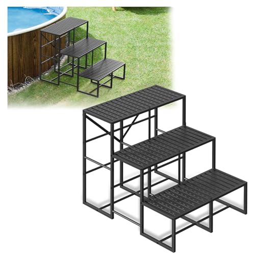 LIANTRAL RV Steps, 3 Steps RV Stairs, Non-Slip Hot Tub Steps, Outdoor Stairs for Safe Entry and Exit, Portable Step Ladder for Pool, Mobile Home, Campers