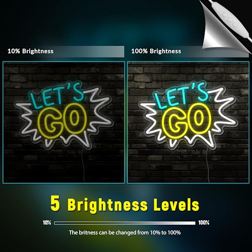Image of Let's Go Neon Sign Led Light USB Powered Dimmable Let's Go Neon Light Sign for Home Bedroom Club Gym Bar Wall Bachelorette Party Wedding Decor