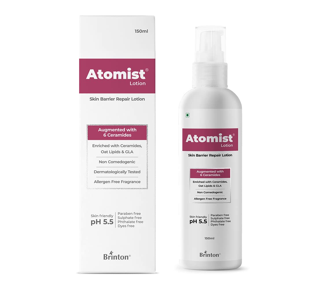 Atomist Skin Barrier Repair Lotion for Dry and Itchy Skin | Enriched with Ceramides Oat, Lipids and GLA |Skin Friendly - PH 5.5 | 150g