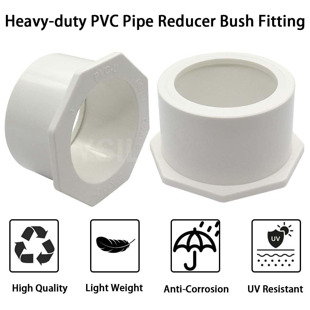 10-Pack 3/4" To 1/2" PVC Reducing Bushings - Schedule 40 White Plumbing Fittings