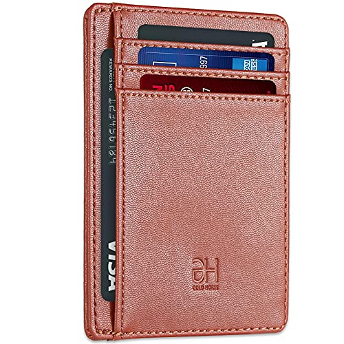 Image of GH GOLD HORSE Slim RFID Blocking Card Holder Minimalist Leather Front Pocket Wallet for Women | Slim