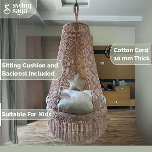 Image of Hanging Chair | Stylish & Comfortable Cloud Swing Chair for Indoor and Outdoor Use | Relaxing Hammock Swing for Balcony Living Room Garden Patio