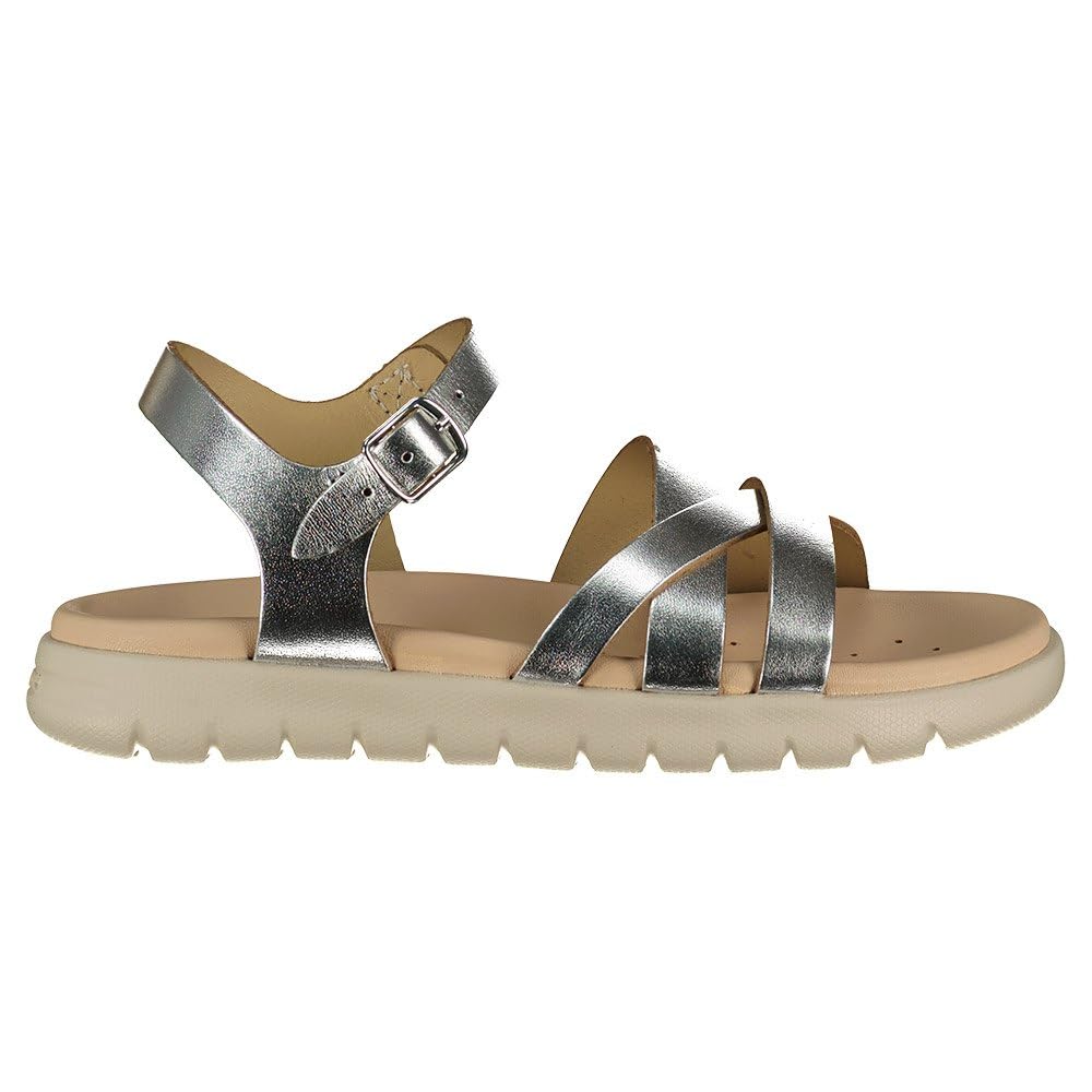 Geox Girls J Soleima Gir Sandal, Silver, 8.5 UK Child