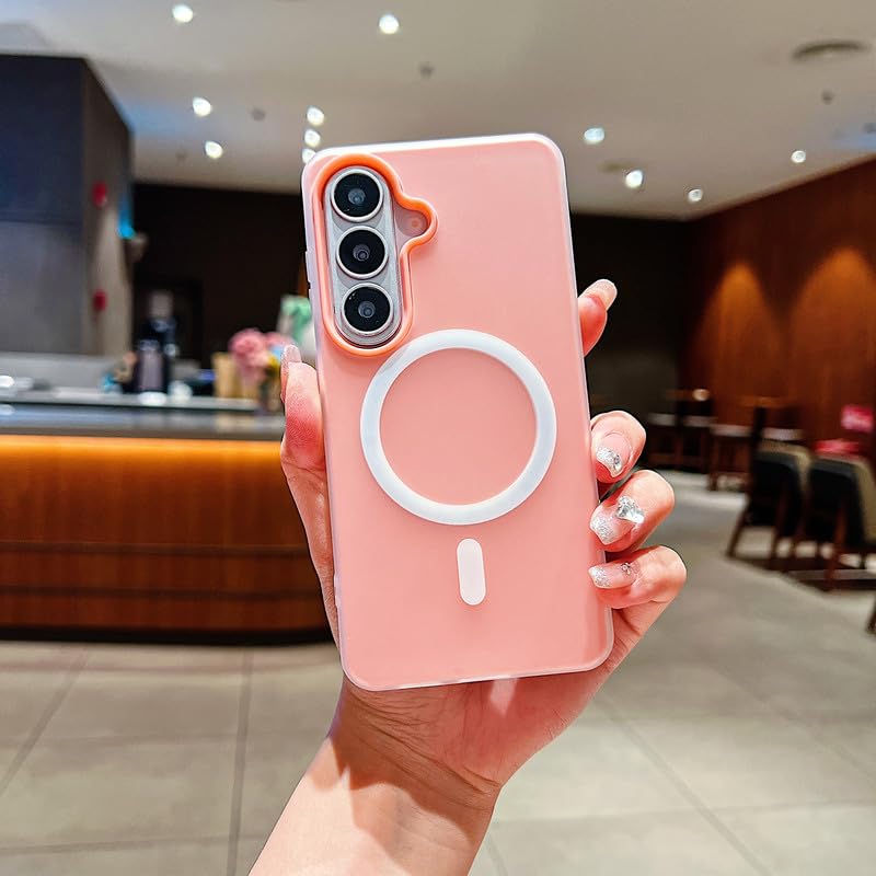 Image of LuxuryKase Magnetic Silicone Candy Case for Samsung Galaxy S26 | MagSafe Compatible | Slim Protective Case | Lightweight & Flexible | Wireless Charging | Soft Matte Finish - Pink