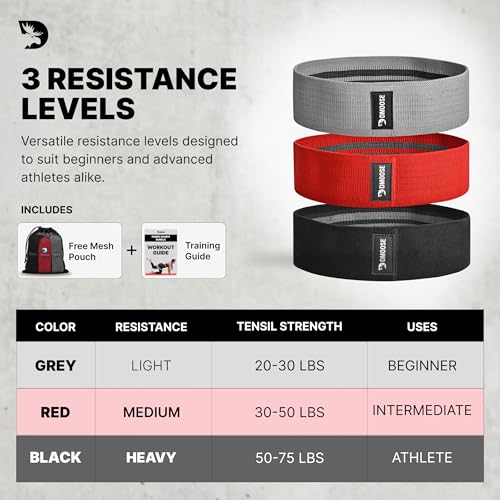Image of DMoose Fitness Hip Circle Band, Set of 3 Booty Bands for Women & Men, Cloth Resistance Bands to Exercise Butts, Glutes & Legs, Perfect for Yoga, Pilates, Strength Training & Home Gym Workout