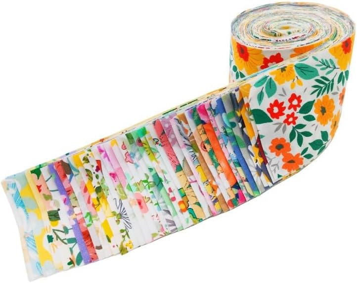 40 x Cotton Patchwork Fabric Squares Bundle 6.5 x 50 cm Floral Pattern and Polka Dot Assorted Fabrics Per Metre for Sewing Patchwork Sewing Cloths DIY Artcraft