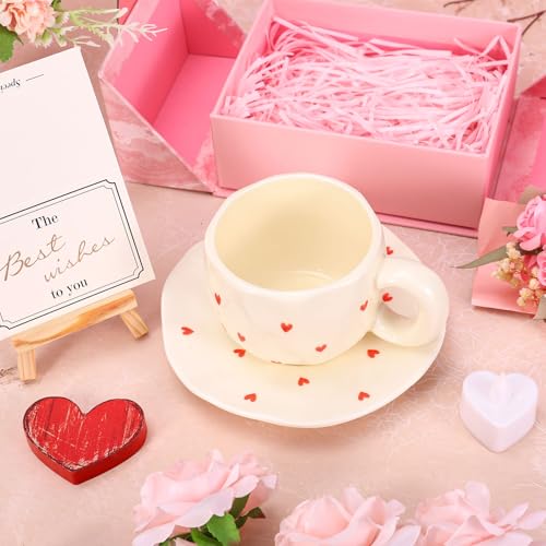 Taza con Asa y Plato Corazón 10.8 Oz Cerámica miniatura 4