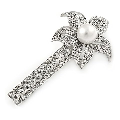 Avalaya Large Glass Pearl Flower Hair Clip Cover