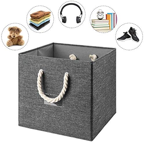 HSDT Gray Foldable Polyester Fabric Storage Bins Cube Organizers,13x13x13inch,for Organizing The Clutter In The Home or Office,Set of 3,Q-ST-54-3