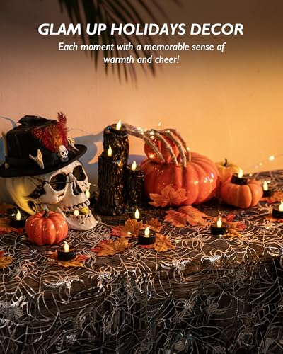Image of BEICHI Flameless Candles, Battery Operated LED Tealights Votive Flickering for Party Halloween, Christmas, Wedding- 24Pack, Black Light