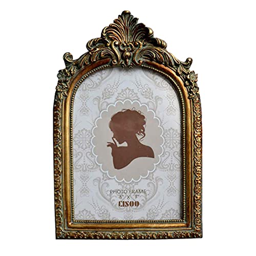 CISOO Vintage Picture Frame 5x7 Antique Photo Frame Table Top Display and Wall Hanging Home Decor, Ornate Photo Gallary Art, Bronze Gold