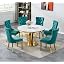 White Gold Table & 6 Green Chairs