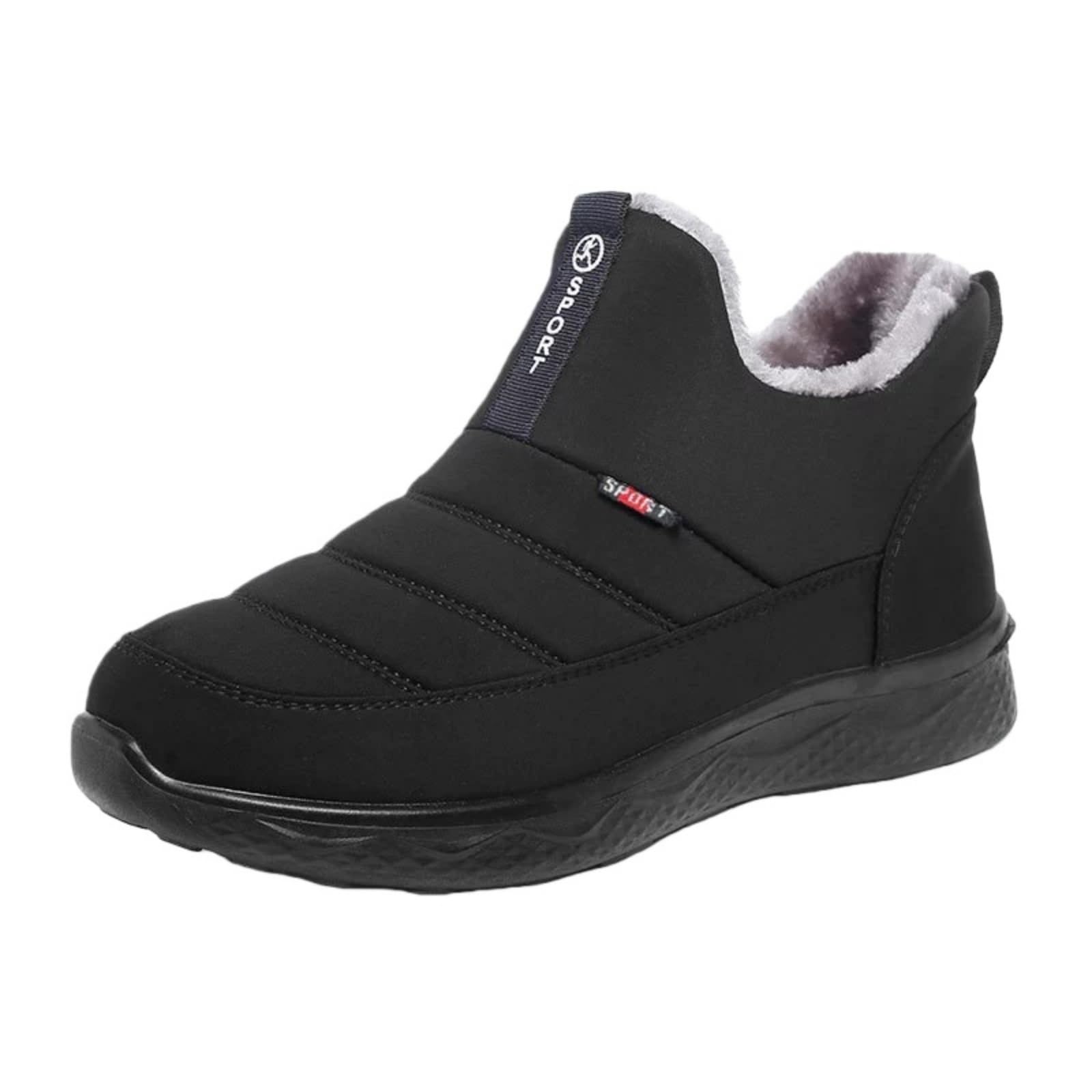 Womens Winter Snow Boots Comfortable Warm Fur Lined Hands Free Slip-in Ankle Boots Waterproof Anti-Slip Outdoor Ankle Booties