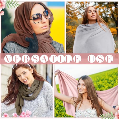 6 Pack Hijab Scarves for Women Muslim Head Wraps Jersey Hijab Soft Long Scarf Wrap for Muslim Cotton Shawl4