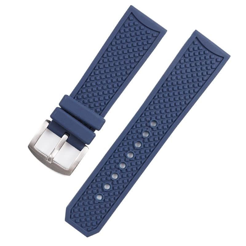 Svapo Correa de reloj de goma negra y azul de 23 y 24mm para calibre Cartier, cinta impermeable con textura de punto, hebilla de Pin de silicona(Blue,24mm)