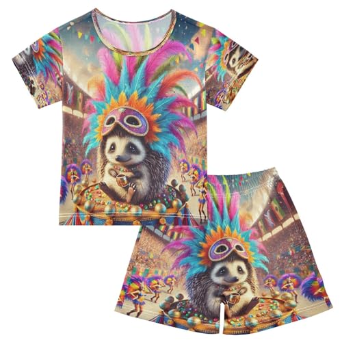 Purple Mardi Hedgehog Cute Pajama Set Short Sleeve Pajamas Shorts Sets Cotton Soft Loungewear Sleepwear 5Y
