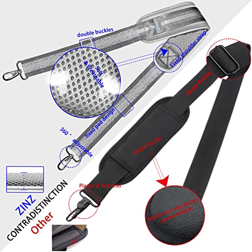Image of ZINZ Shoulder Strap Universal Bag Strap - 78 inch Ultra-Thick Padded with Dual Balanced Adjustable Buckles for Briefcase, Travel, Sports, Laptop, Crossbody Bag - Gray Silver