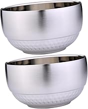 Luxshiny 2 Peças Tigela De Aço Inoxidável Tigela De Aço Inoxidável Tigelas De Mistura De Aço Inoxidável Tigela De Camada Dupla Tigela De Vegetais Servindo Isolamento De Metal Grande Tigela
