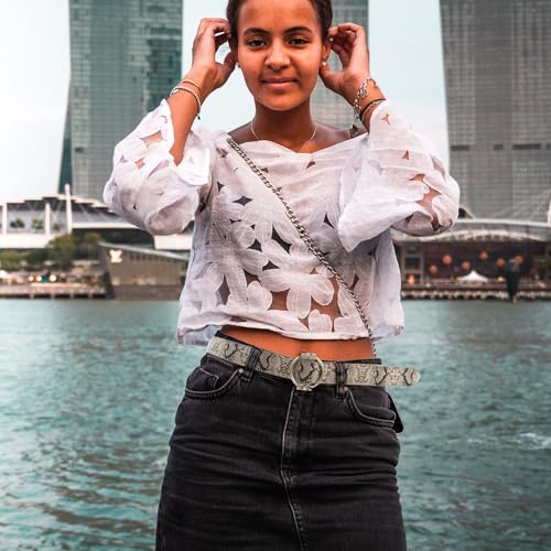 Snakeskin Belt Women Leather Belt Snakeskin Print Fashion Wide Waist Belt with Metal Buckle for Jeans Pants Women Girls Birthday4