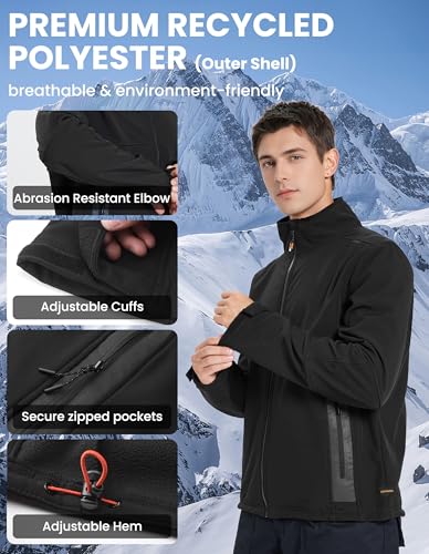 Image of DURAWERK Softshell Jacket Mens Fleece Jacket Water Resistant Jackets Work Jackets for Men Tactical Jacket Windbreaker