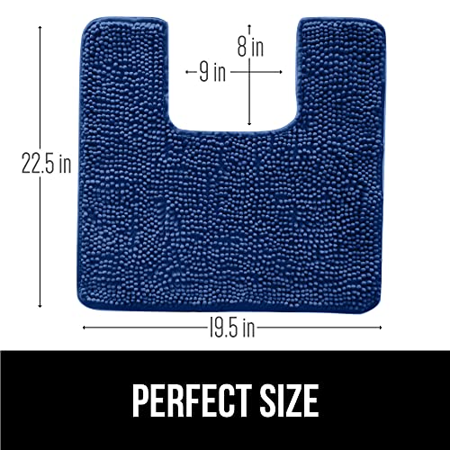 Image of Gorilla Grip Original Shaggy Chenille Square U-Shape Contoured Mat for Base of Toilet, 22.5x19.5 Size, Machine Wash and Dry, Soft Plush Absorbent Contour Carpet Mats for Bathroom Toilets, Royal Blue
