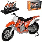 Aus Metall mit Plastikteilen. Welly K-T-M 450 SX-F Enduro Orange 1/18 Modell Motorrad