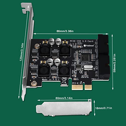 Febsmart 2X 19Pin Usb 3.0 Header Ports Pcie Usb 3.0 5Gbps Expansion Card For Windows And Linux Desktop Pcs, Built In Febsmart Self-Powered Technology, No Need Additional Power Supply (Fs-H2-Pro) #TOP7