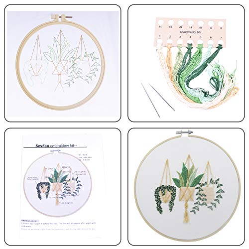 Embroidery Kits with Colorful Flower and Plant Designs; Embroidery Starter Sets with Patterns – Perfect Embroidery Beginner Kit with Hoop, Threads, Tools and Stamped Cloth