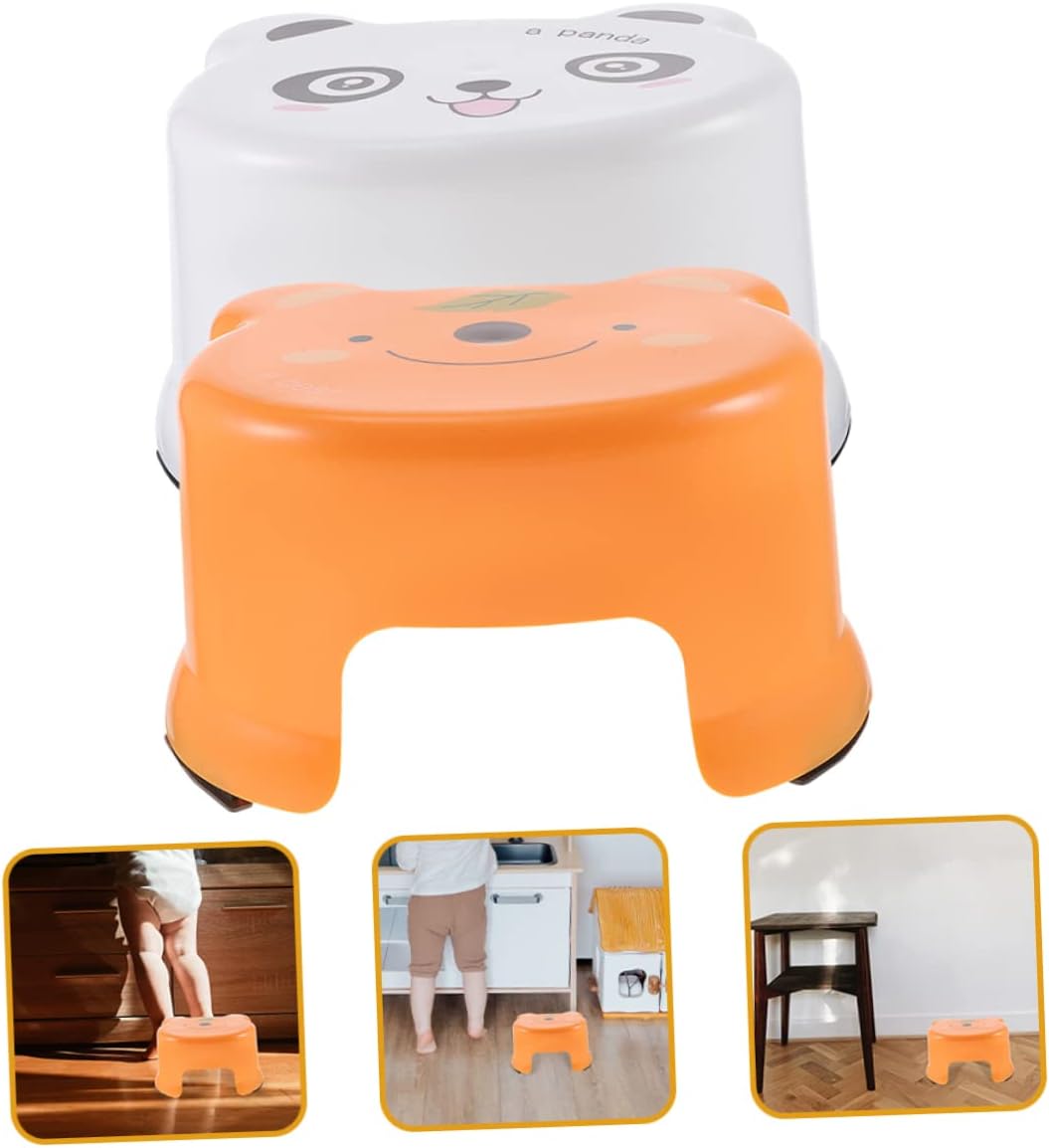 2pcs Cartoon Plastic Step Stool for Boys and Girls Non-Slip Bathroom Foot Stool Lightweight and Portable for Toddlers and Children for Home and Bathroom Use