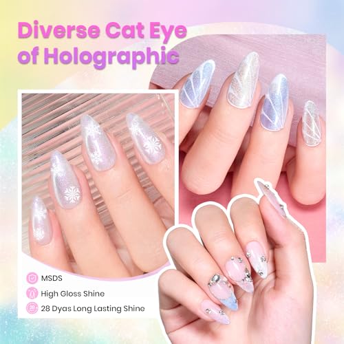 Image of Beetles Cat Eye Gel Nail Polish Set, 6 Colors Chameleon Cat Eye with Magnet