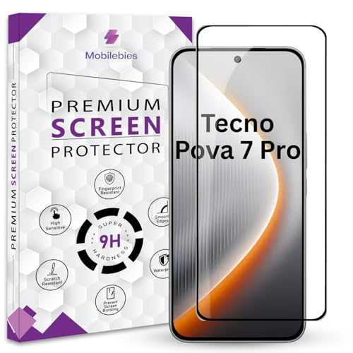 Image of Mobilebies Premium Tempered Glass Screen Protector Guard For Tecno Pova 7 Pro (6.78 Inch, Pack of 1) | Edge to Edge Coverage With Easy to installation kit