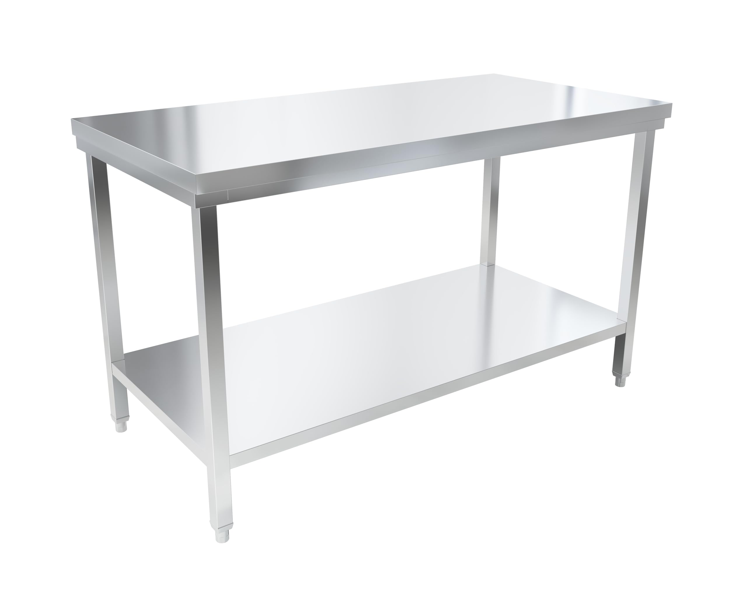 METRO Professional Mesa de Trabajo Rectangular GWTS4147, Acero Inoxidable, 2 estantes, pies Ajustables (3 cm), Plata