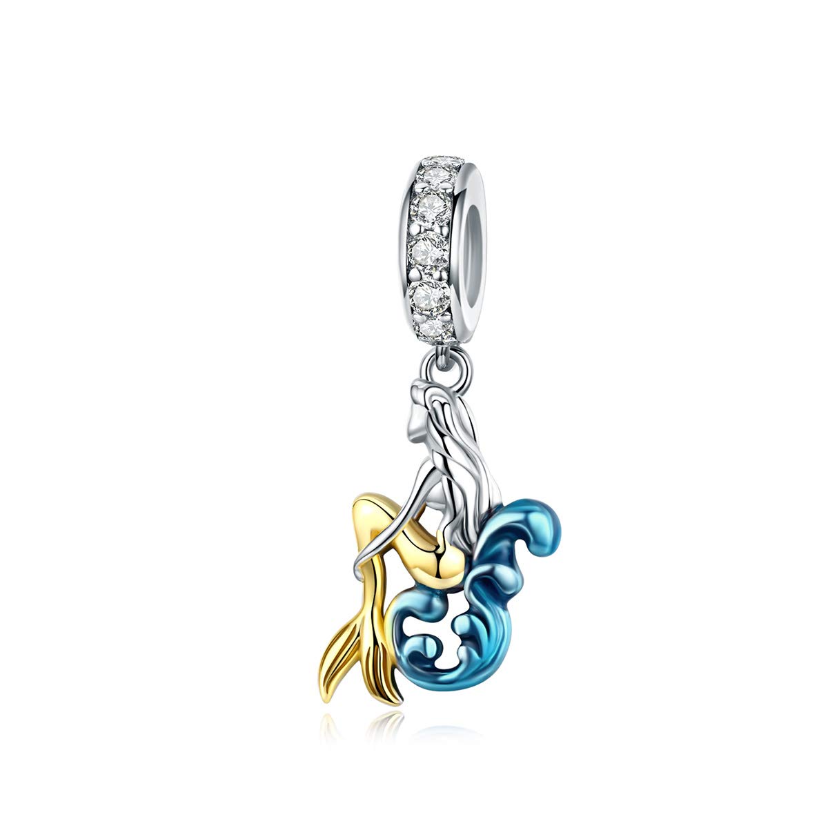 Bijoux BluWaiting Mermaid Pendant for Necklace Sterling Silver 925 Enamel Design Charms fit Original Silver Bracelet