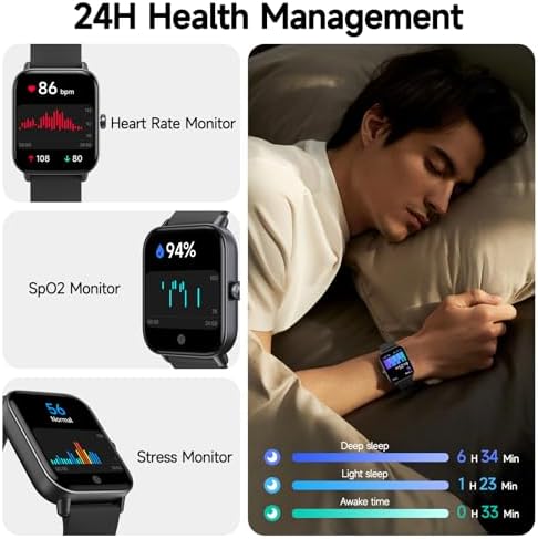 Smart Watch for Men Women (Answer/Make Call), Alexa Smartwatch Compatible with Android iOS, Fitness Tracker with Heart Rate SpO2 Sleep Monitor, 1.8'' HD DIY Dial Waterproof Watch with Bluetooth Call - 3