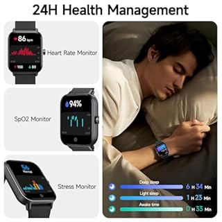 Smart Watch for Men Women (Answer/Make Call), Alexa Smartwatch Compatible with Android iOS, Fitness Tracker with Heart Rate SpO2 Sleep Monitor, 1.8'' HD DIY Dial Waterproof Watch with Bluetooth Call