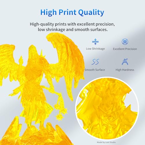 Image of ANYCUBIC 3D Printer Resin, 405nm SLA UV-Curing Resin with High Precision and Quick Curing & Excellent Fluidity for LCD 3D Printing (Clear Yellow, 1kg)