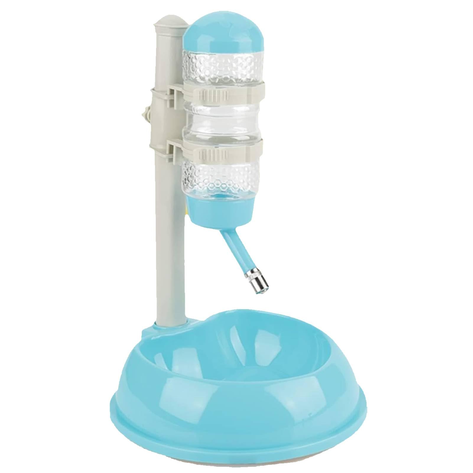 Botella Dispensadora De Agua para Perros con Soporte, Botella Agua Perro Cuenco Ajustable Antigoteo para Gatos, Soporte para Botell De AGU para Perros, Dispensador De AGU para Perro Y Gatos (Azul)