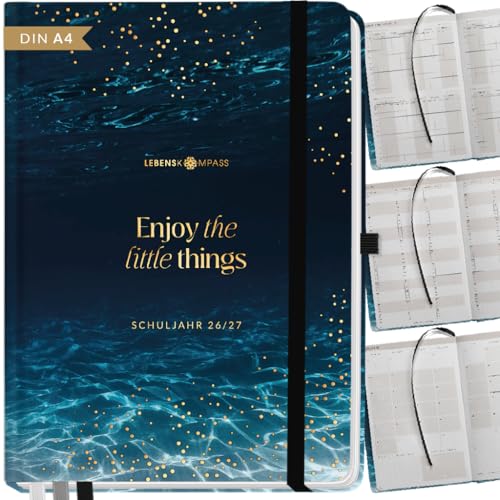 Lebenskompass Lehrerkalender 2026/2027 DIN A4 Dive - Schuljahresplaner Hardcover mit Wochen & Monatsübersichten Klassen & Notenlisten Stundenplänen für Lehrerinnen und Lehrer