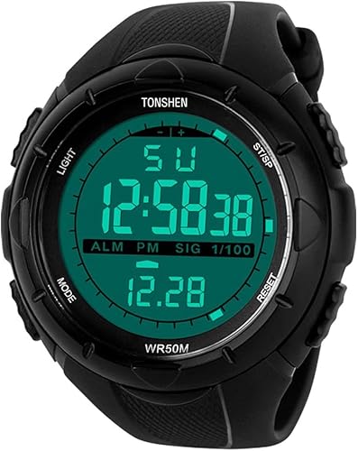 Reloj deportivo digital para hombre, resistente al agua, retroiluminación electrónica para exteriores, multifunción, alarma 1224H, cronómetro, 164